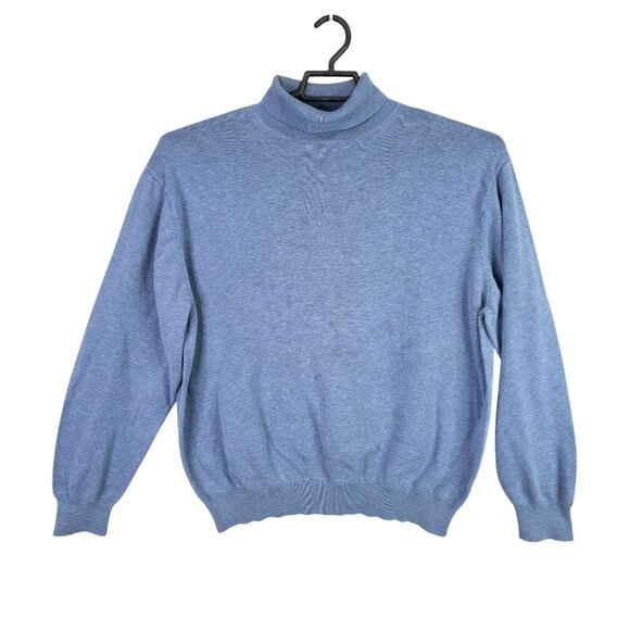 Mens Jos A Bank Blue Turtleneck 100% Pima Cotton Sweater Long Sleeve Size XL - Picture 1 of 7